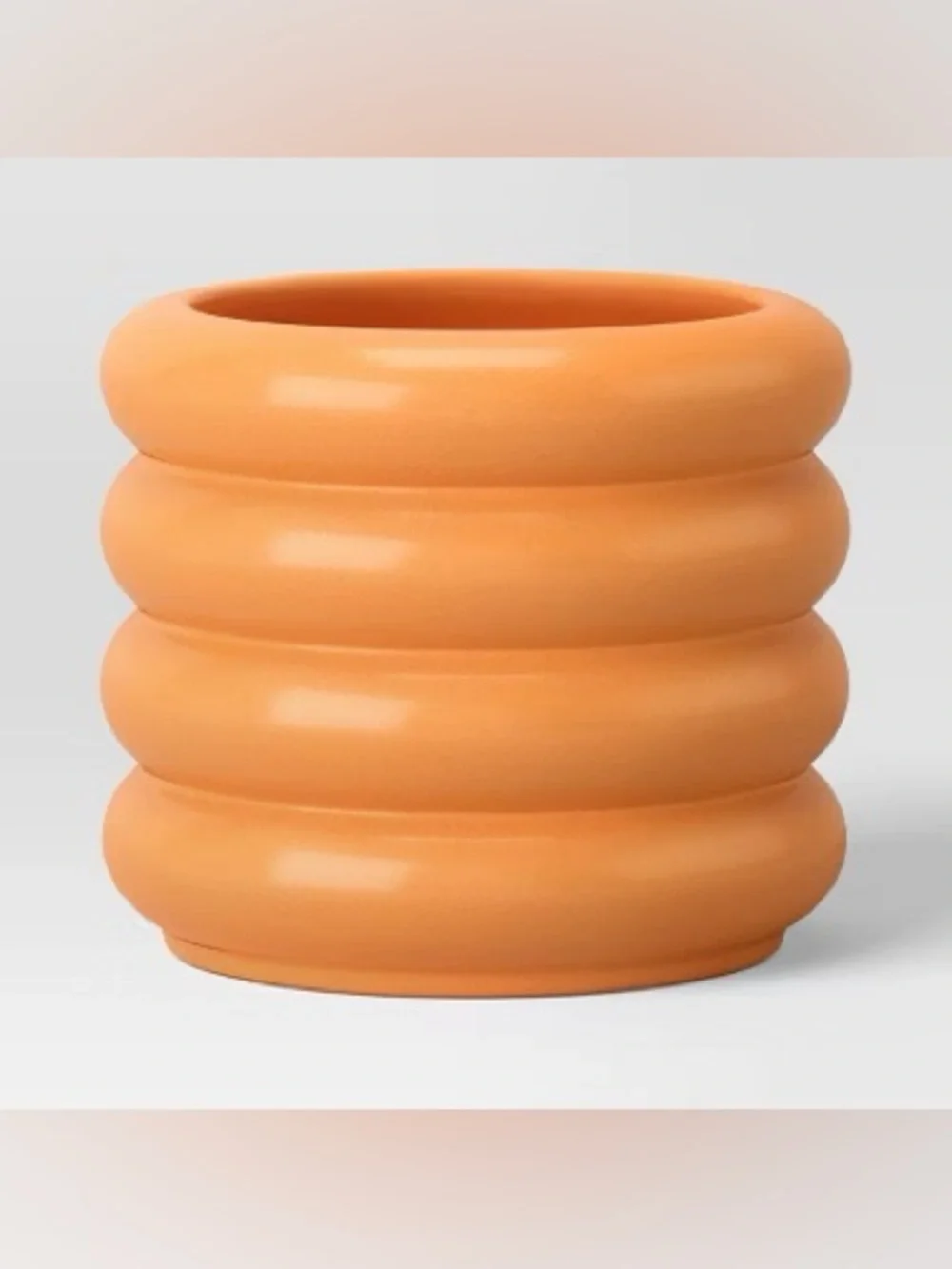 Small Bubble Ribbed Planter- Warm Orange